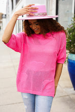 Load image into Gallery viewer, Can&#39;t Look Away Pink Heart Netted Crochet Sweater Top
