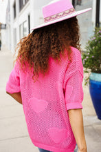 Load image into Gallery viewer, Can&#39;t Look Away Pink Heart Netted Crochet Sweater Top
