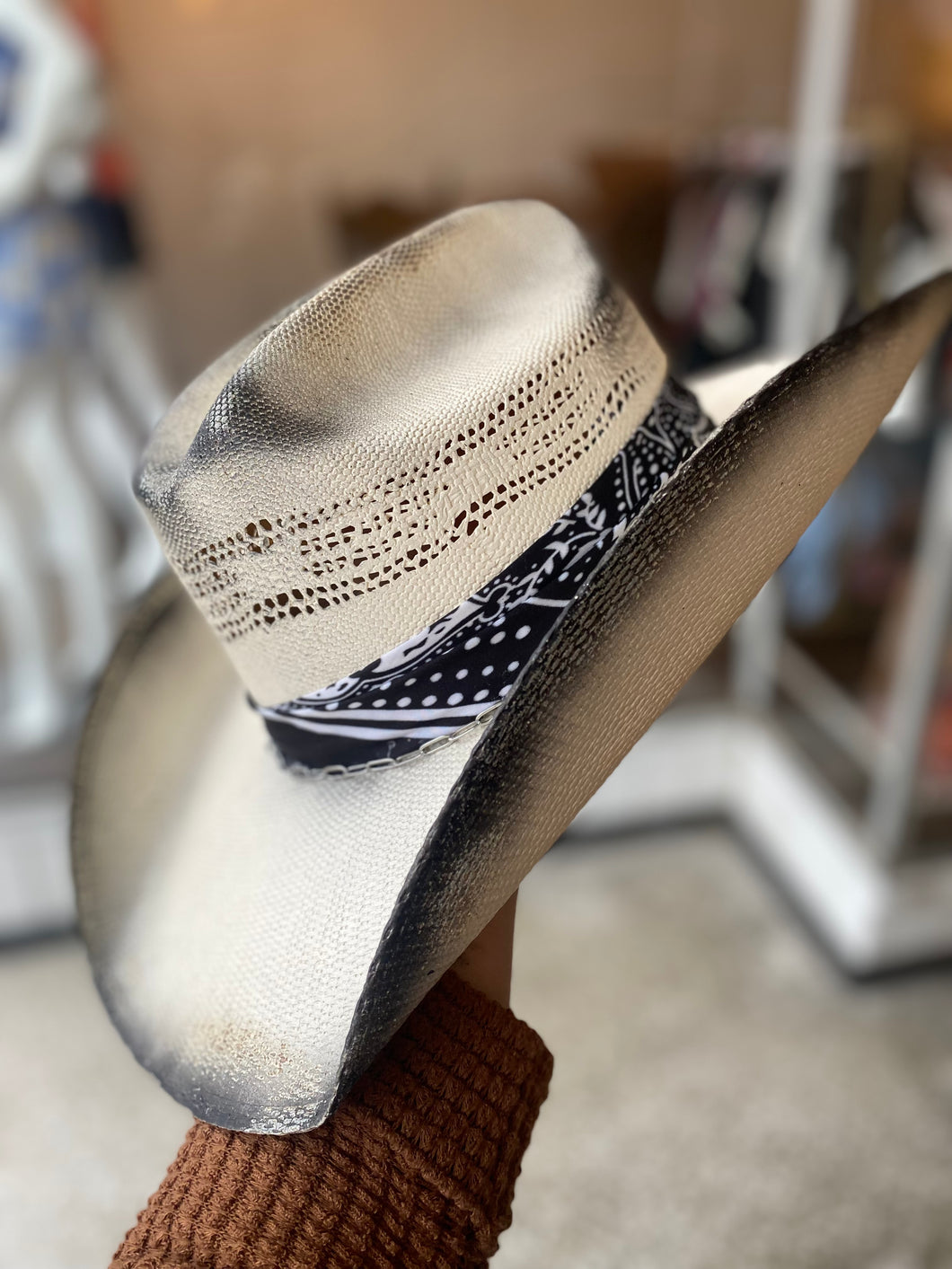 Leather Feather Cowboy Hat - Large