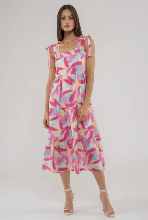 Last one- small- paint swirl - Midi Dress