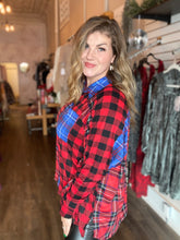 Load image into Gallery viewer, Blue &amp; Red Plaid Flowy Top
