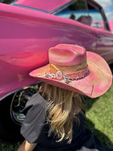 Load image into Gallery viewer, Pink &amp; Gold dyed straw cowgirl hat
