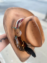 Load image into Gallery viewer, Leather Feather Cowgirl Hat- Large
