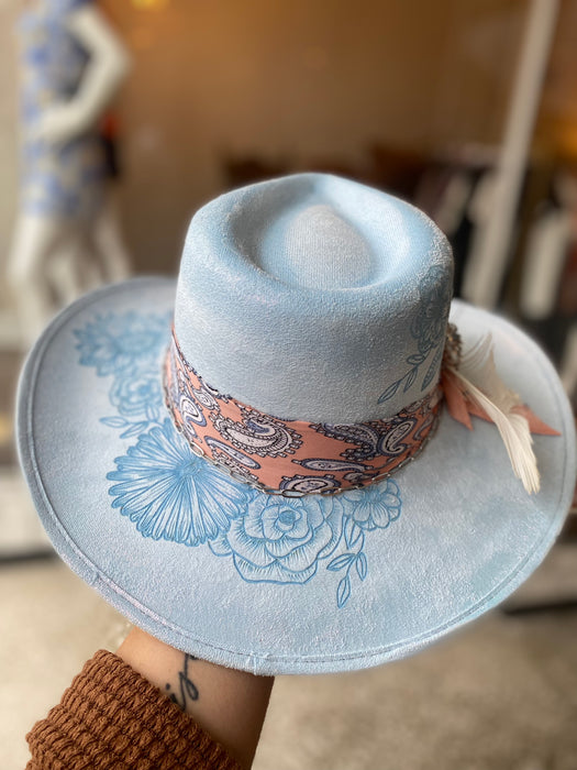 Shimmer Baby Blue Rancher Cowgirl Hat