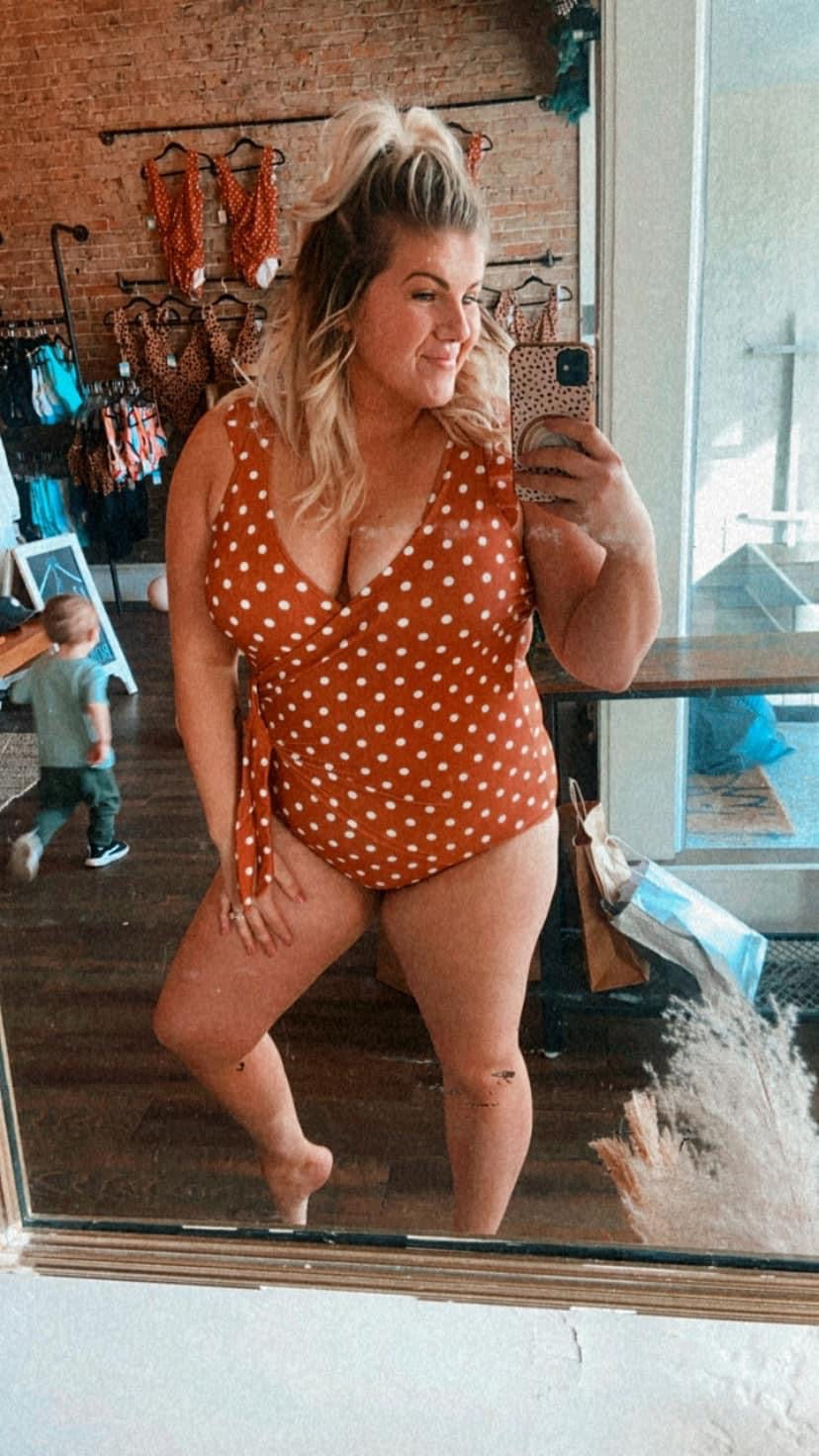 Orange Polka Dot One Piece