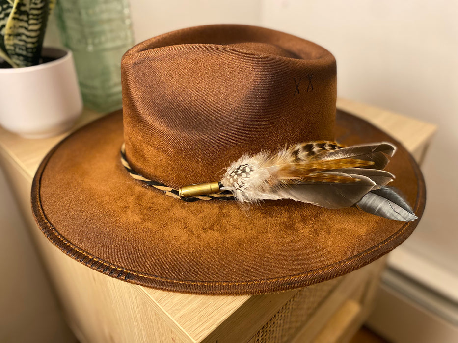 Western inspired Brown Suede Hat