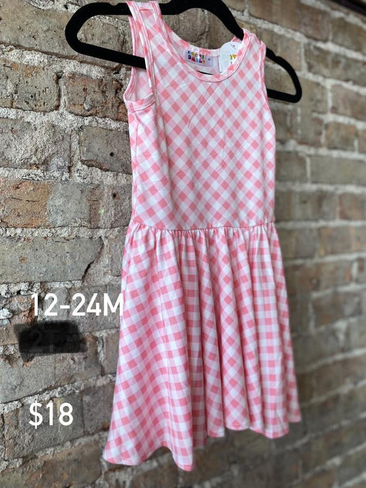 Pink Gingham Twirl Dress 12-24M