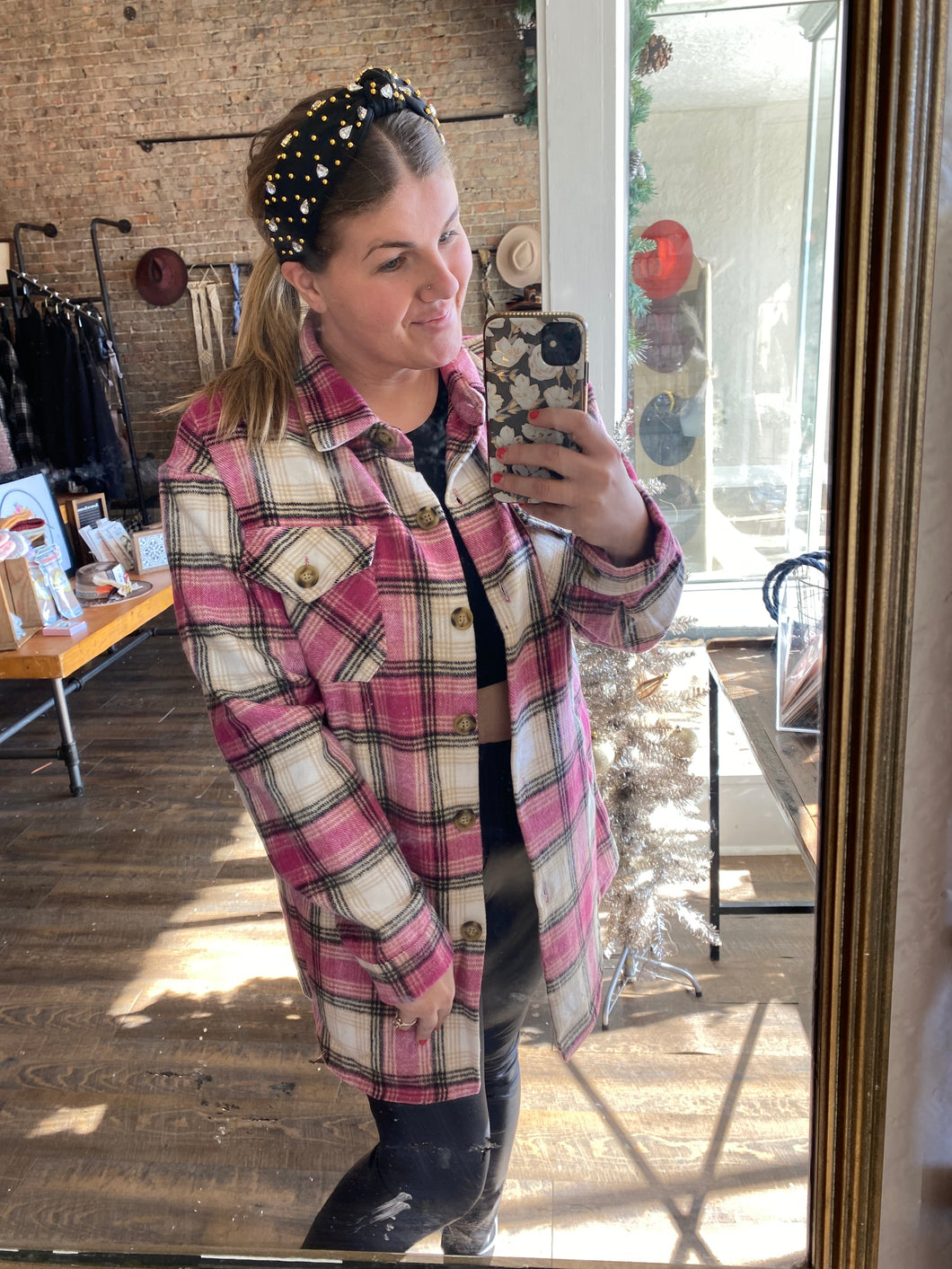 Pink Plaid Shacketr