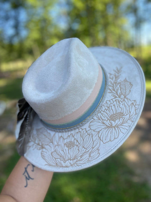 Floral Ivory Stiff Brim