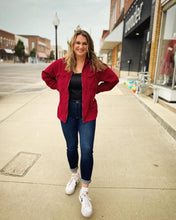 Load image into Gallery viewer, Cranberry Colored Corduroy Jacket - XL
