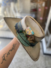 Load image into Gallery viewer, Leather Tourquoise Feather Cowgirl Hat - Large
