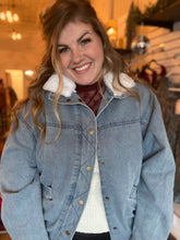 Load image into Gallery viewer, Denim Coat with Fur Collar
