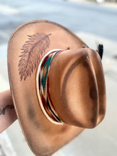 Load image into Gallery viewer, Leather Feather Cowgirl Hat- Large
