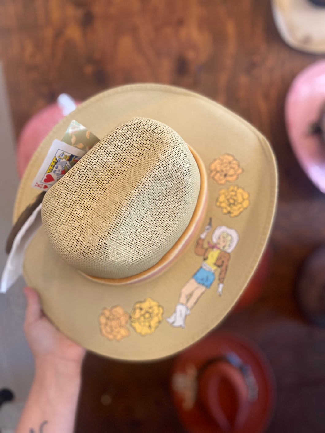 Long Live Cowgirls Handpainted Straw Hat - Medium