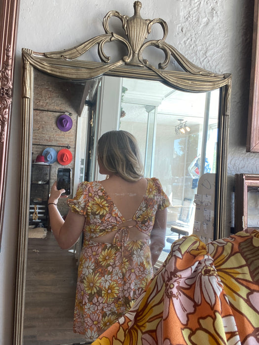 FLORAL MINI DRESS WITH TIE IN BACK