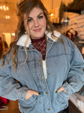 Load image into Gallery viewer, Denim Coat with Fur Collar
