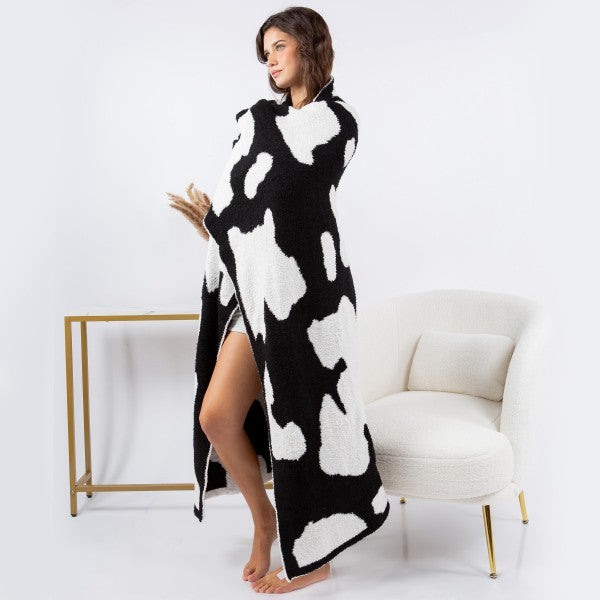 Barefoot Dreams Blanket- Black and White Cow