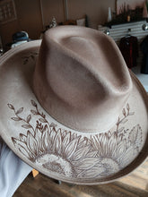 Load image into Gallery viewer, Simple Sunflowers Suede Stiff Brim Hat - Large
