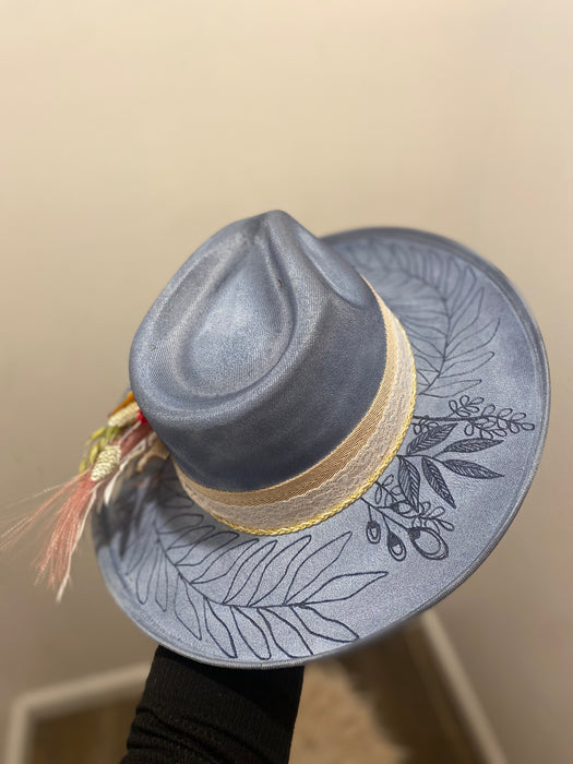Whimsical Boho Denim Blue Hat