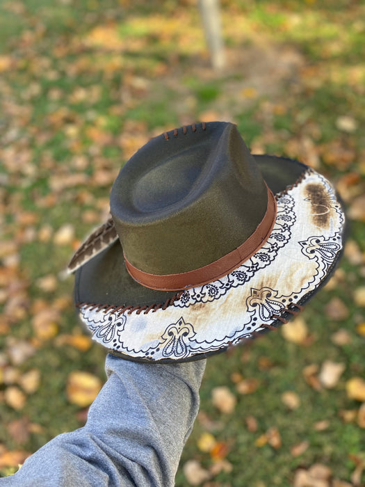 Dark Olive Stitched Flat Brim - Medium