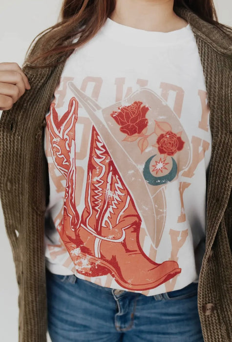 Howdy Cowgirl Boots Graphic Tee
