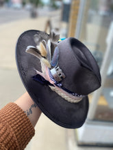 Load image into Gallery viewer, Dark Grey Feather Embellished Rancher
