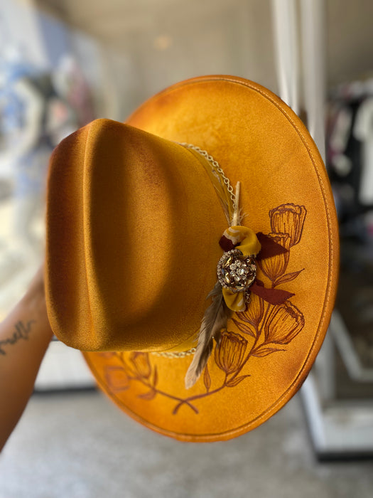 Yellow Floral Rancher Rancher hat - Large
