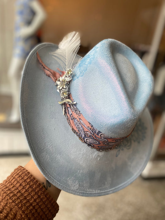 Shimmer Baby Blue Rancher Cowgirl Hat