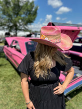 Load image into Gallery viewer, Pink &amp; Gold dyed straw cowgirl hat
