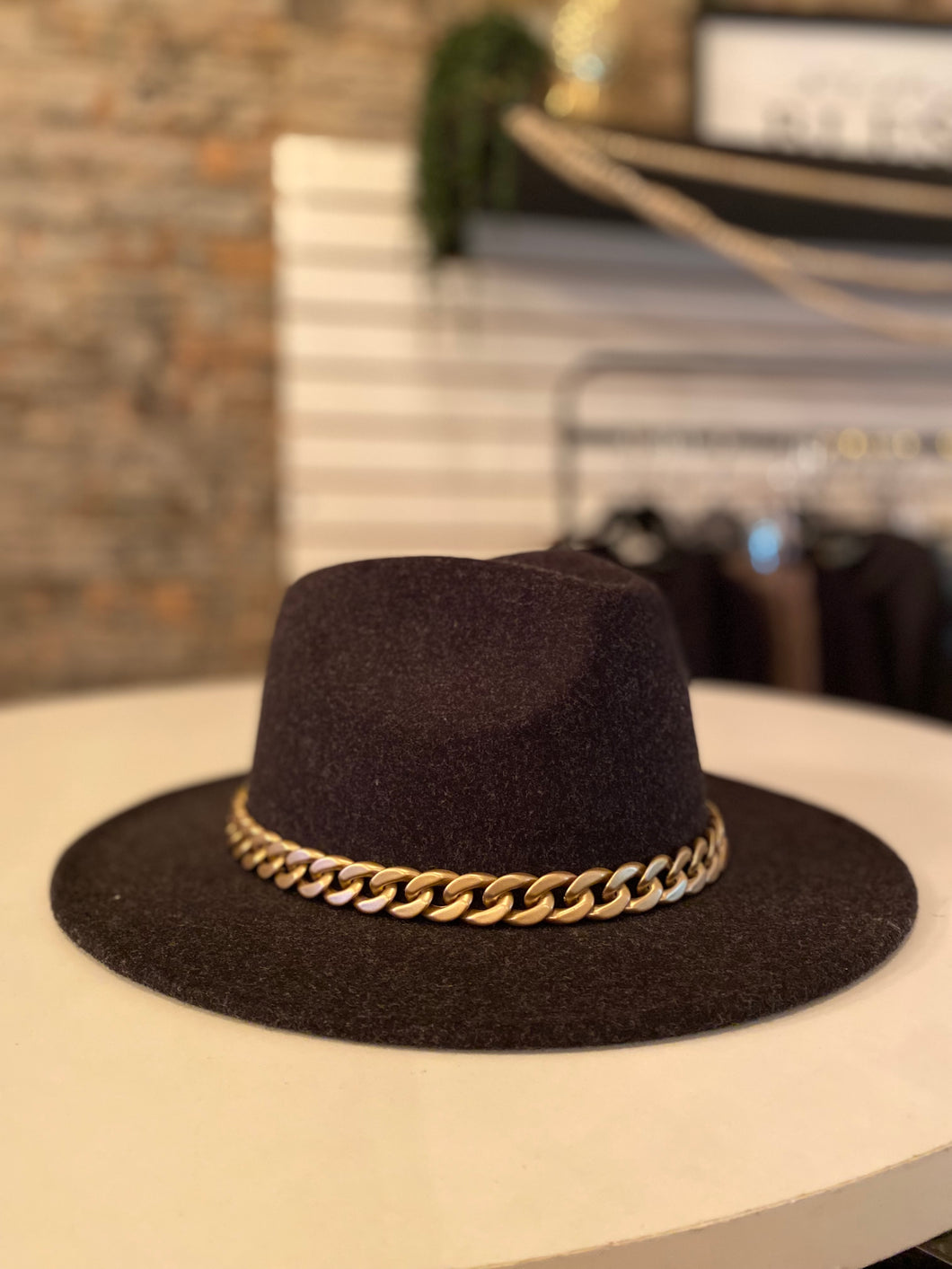 CC Felt Fedora With Chain embellishment