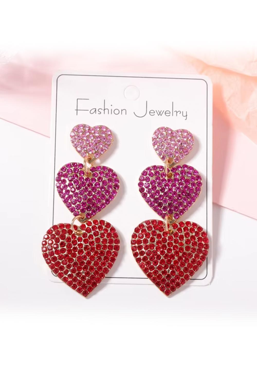 Be Mine Heart Rhinestone Dangle Earrings