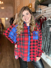 Load image into Gallery viewer, Blue &amp; Red Plaid Flowy Top
