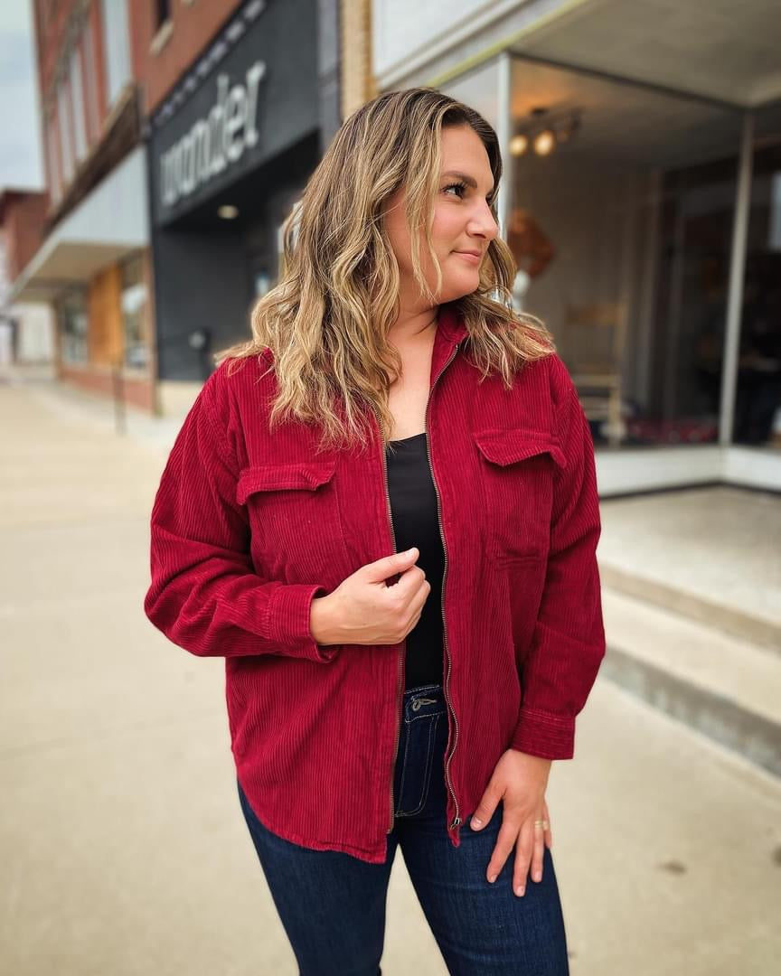 Cranberry Colored Corduroy Jacket - XL