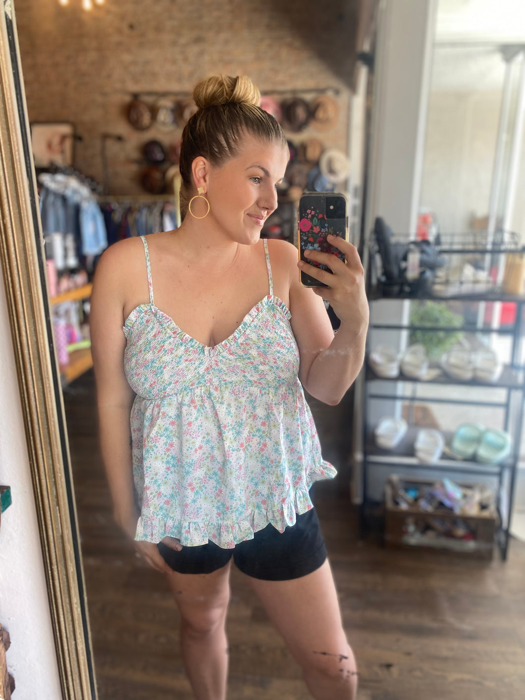 2 Large - Floral Babydoll Tank