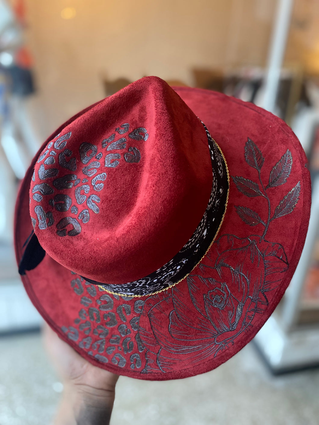 Red Leopard Rose Cowgirl Rancher - Medium