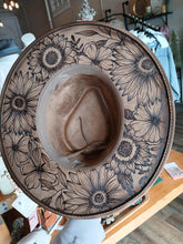 Load image into Gallery viewer, Mocha One Size Felt hat with full burning underneath
