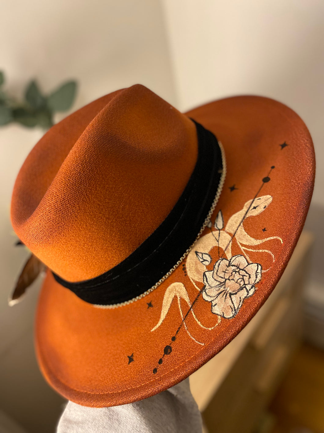 Hand Painted Snake Felt Fedora