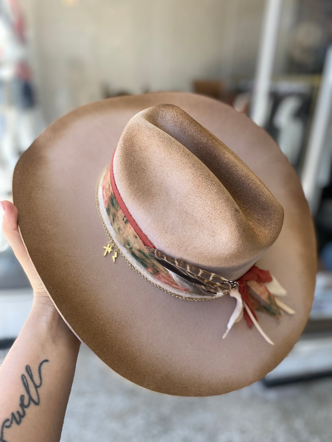 Simple wool Cowgirl Hat with Charms