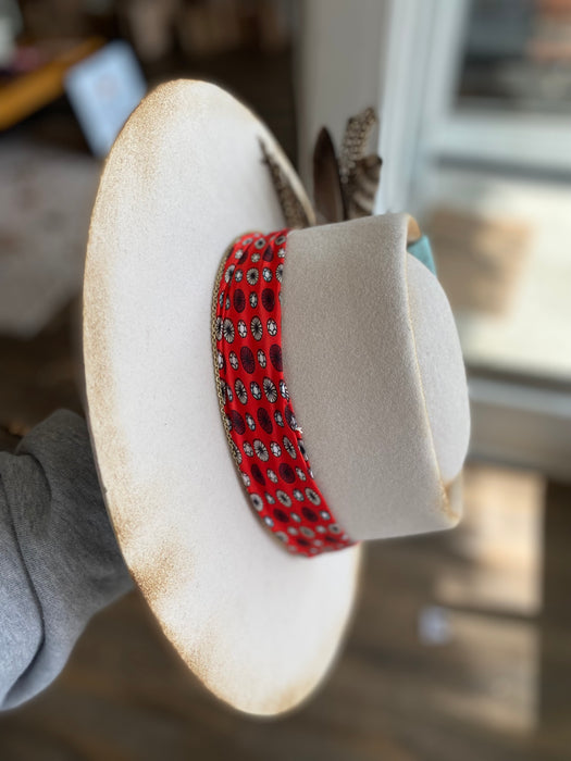 Wool Hat with red and Blue embellishments ✨