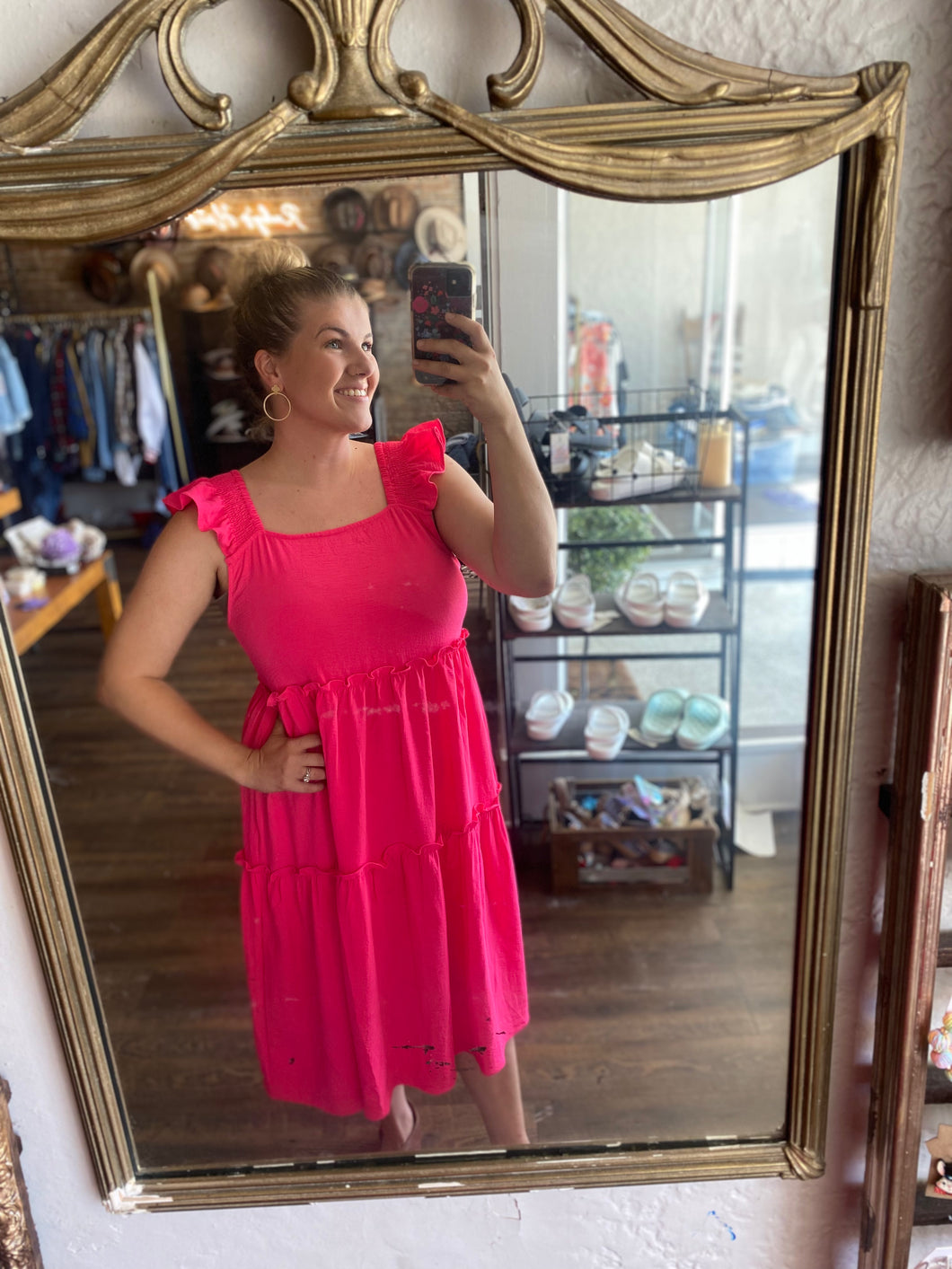 Hot Pink Midi Dress