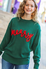 Load image into Gallery viewer, Be Merry Hunter Green Pop Up Lurex Sweater
