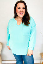 Load image into Gallery viewer, Eyes On You Seafoam Mineral Wash Rib Notch Neck Pocket Top
