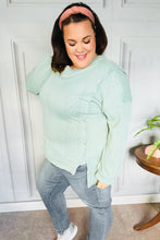 Load image into Gallery viewer, Back to Basics Sage Jacquard Cable Pullover Top
