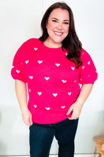 Load image into Gallery viewer, Be Mine Pink &amp; White Heart Oversized Jacquard Sweater
