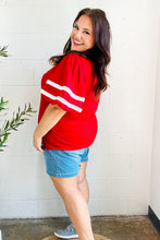 Load image into Gallery viewer, Stand Out Red &quot;TOUCHDOWN&quot; Sequin Bubble Sleeve Game Day Top
