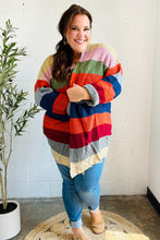 Load image into Gallery viewer, Weekend Ready Multicolor Striped Slouchy Open Cardigan
