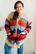 Load image into Gallery viewer, Weekend Ready Multicolor Striped Slouchy Open Cardigan
