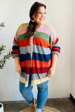 Load image into Gallery viewer, Weekend Ready Multicolor Striped Slouchy Open Cardigan
