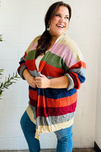 Load image into Gallery viewer, Weekend Ready Multicolor Striped Slouchy Open Cardigan
