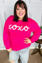 Load image into Gallery viewer, Love In the Air Fuchsia &quot;Xoxo&quot; Embroidered Sweater
